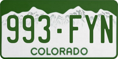 CO license plate 993FYN