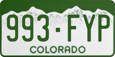 CO license plate 993FYP