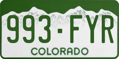 CO license plate 993FYR