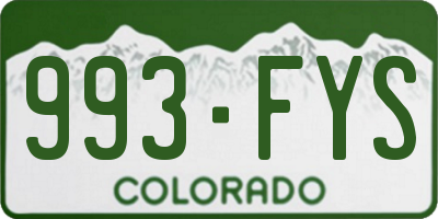CO license plate 993FYS