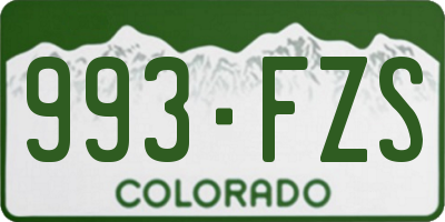 CO license plate 993FZS