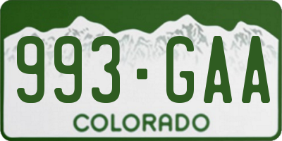 CO license plate 993GAA