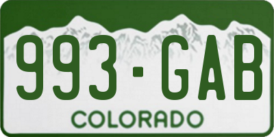 CO license plate 993GAB