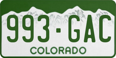 CO license plate 993GAC