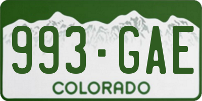 CO license plate 993GAE