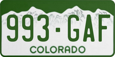 CO license plate 993GAF