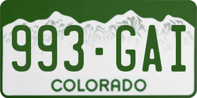CO license plate 993GAI