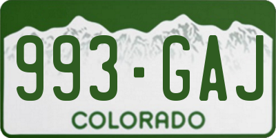 CO license plate 993GAJ