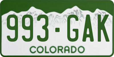 CO license plate 993GAK