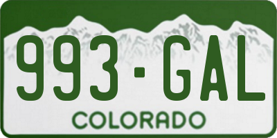 CO license plate 993GAL