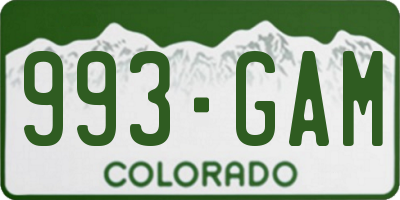 CO license plate 993GAM