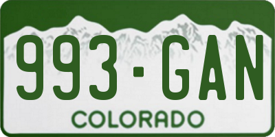 CO license plate 993GAN