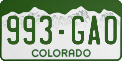 CO license plate 993GAO