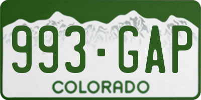 CO license plate 993GAP
