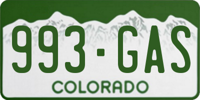 CO license plate 993GAS