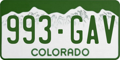 CO license plate 993GAV