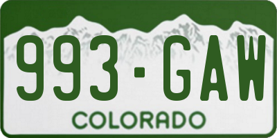 CO license plate 993GAW