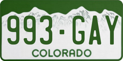 CO license plate 993GAY