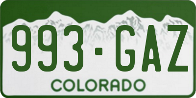 CO license plate 993GAZ