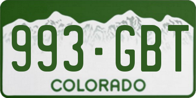 CO license plate 993GBT