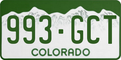 CO license plate 993GCT