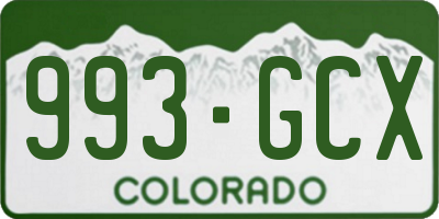 CO license plate 993GCX