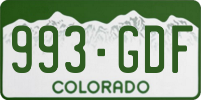 CO license plate 993GDF
