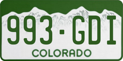 CO license plate 993GDI