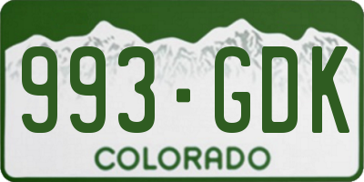 CO license plate 993GDK