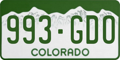 CO license plate 993GDO
