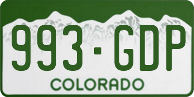 CO license plate 993GDP