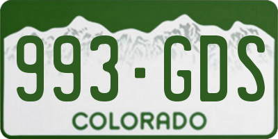 CO license plate 993GDS