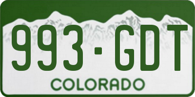 CO license plate 993GDT