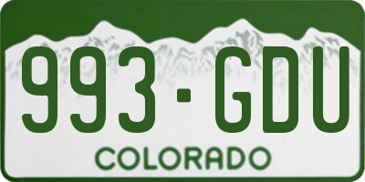 CO license plate 993GDU
