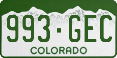 CO license plate 993GEC