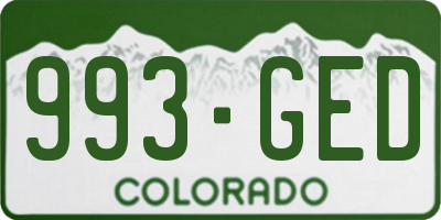CO license plate 993GED