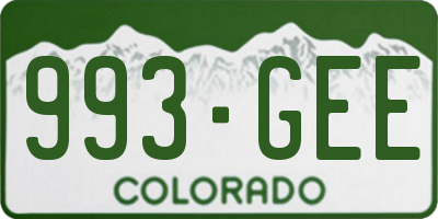 CO license plate 993GEE