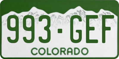 CO license plate 993GEF