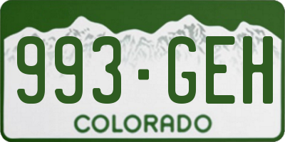CO license plate 993GEH