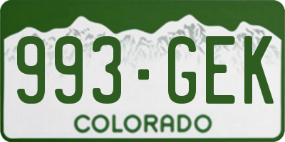 CO license plate 993GEK
