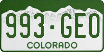 CO license plate 993GEO