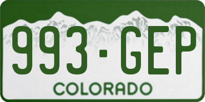 CO license plate 993GEP