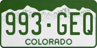 CO license plate 993GEQ