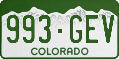 CO license plate 993GEV