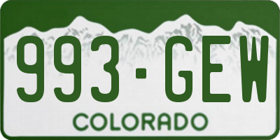 CO license plate 993GEW