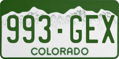 CO license plate 993GEX