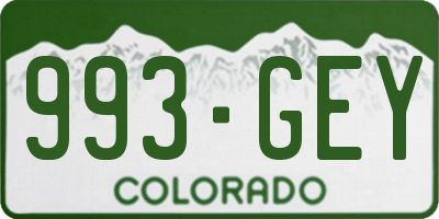 CO license plate 993GEY
