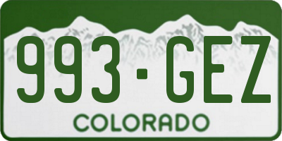 CO license plate 993GEZ