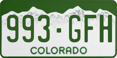 CO license plate 993GFH