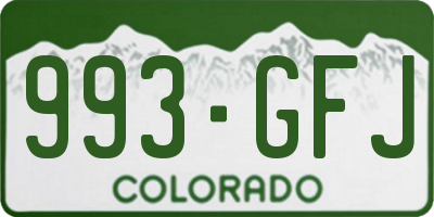 CO license plate 993GFJ
